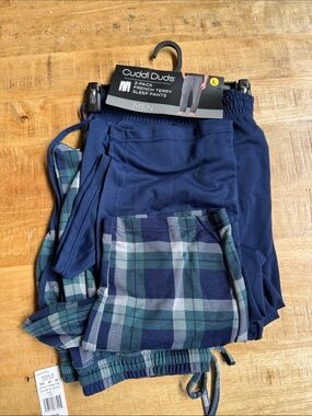 Cuddl Duds Navy & Green Plaid Kids Sweatpants - 2-Pack
